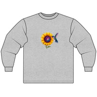 Load image into Gallery viewer, Cosmic-Purple-Hummingbird-Sunflower-Long Sleeve-T-shirt

