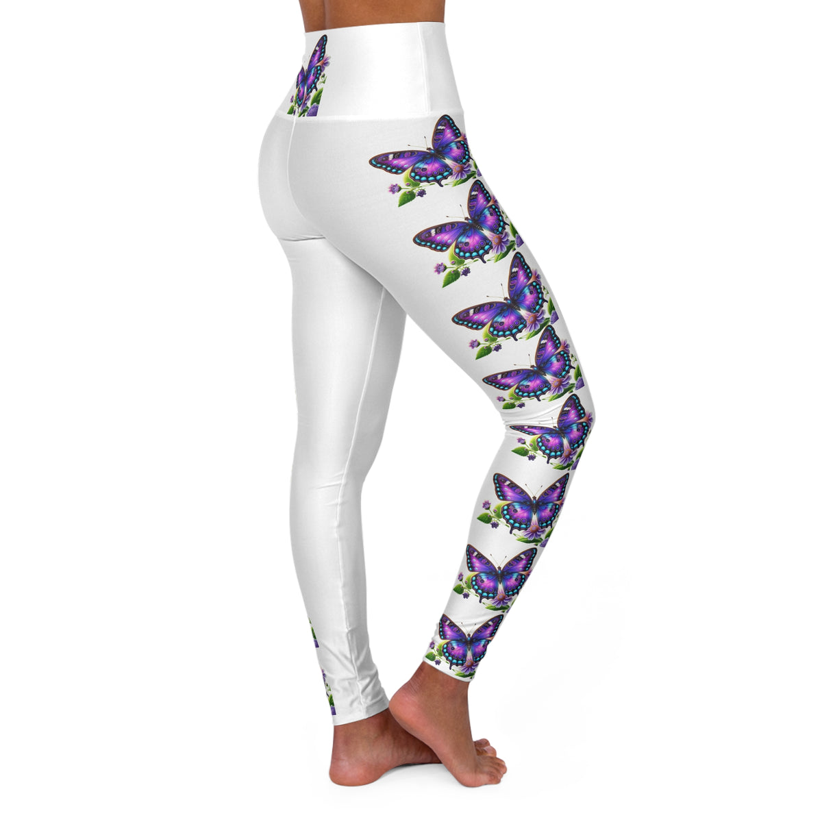 Purple Butterfly-High Waisted Yoga Leggings