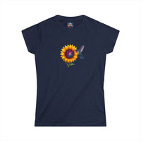 Load image into Gallery viewer, Cosmic-Sunflower-Hummingbird-T-shirt-Purple
