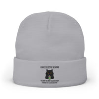 Load image into Gallery viewer, "I Have Selective Hearing" Knit Hat-Embroidered Cat Beanie
