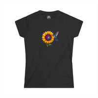 Load image into Gallery viewer, Cosmic-Sunflower-Hummingbird-T-shirt-Purple
