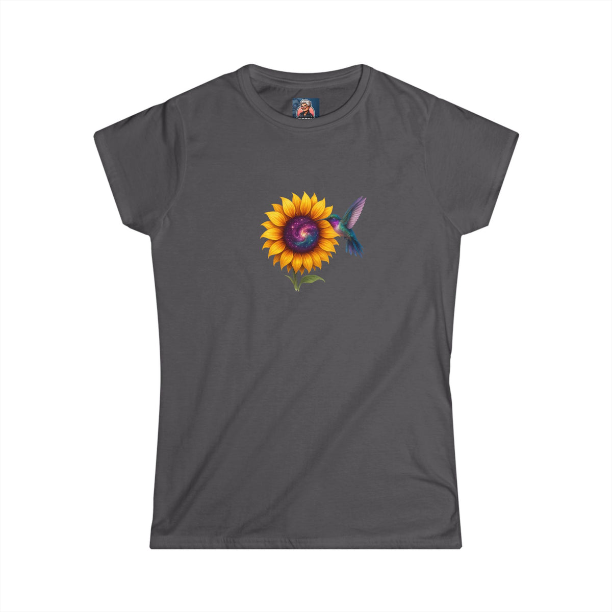 Cosmic-Sunflower-Hummingbird-T-shirt-Purple
