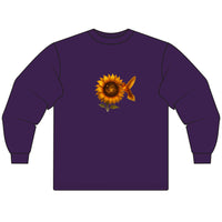 Load image into Gallery viewer, Gold-Cosmic-Sunflower-Hummingbird-Long Sleeve-T-shirt

