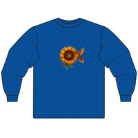 Load image into Gallery viewer, Gold-Cosmic-Sunflower-Hummingbird-Long Sleeve-T-shirt
