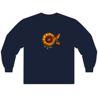 Load image into Gallery viewer, Gold-Cosmic-Sunflower-Hummingbird-Long Sleeve-T-shirt
