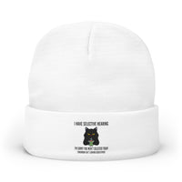 Load image into Gallery viewer, "I Have Selective Hearing" Knit Hat-Embroidered Cat Beanie