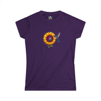 Load image into Gallery viewer, Cosmic-Sunflower-Hummingbird-T-shirt-Purple
