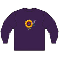 Load image into Gallery viewer, Cosmic-Purple-Hummingbird-Sunflower-Long Sleeve-T-shirt
