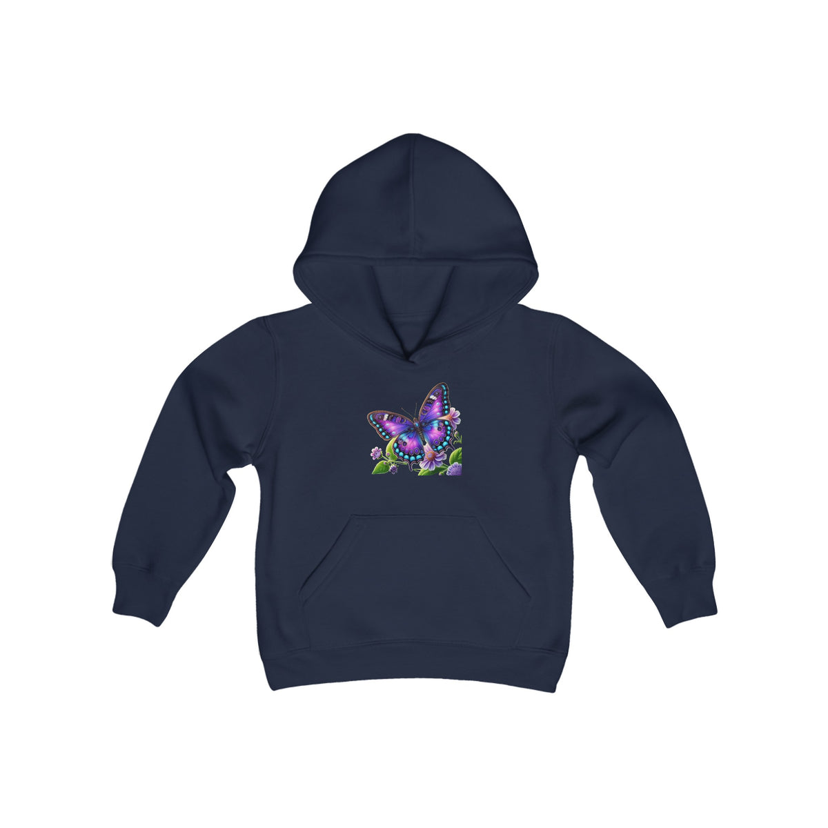 Purple Butterfly-Kids Hooded Sweatshirt