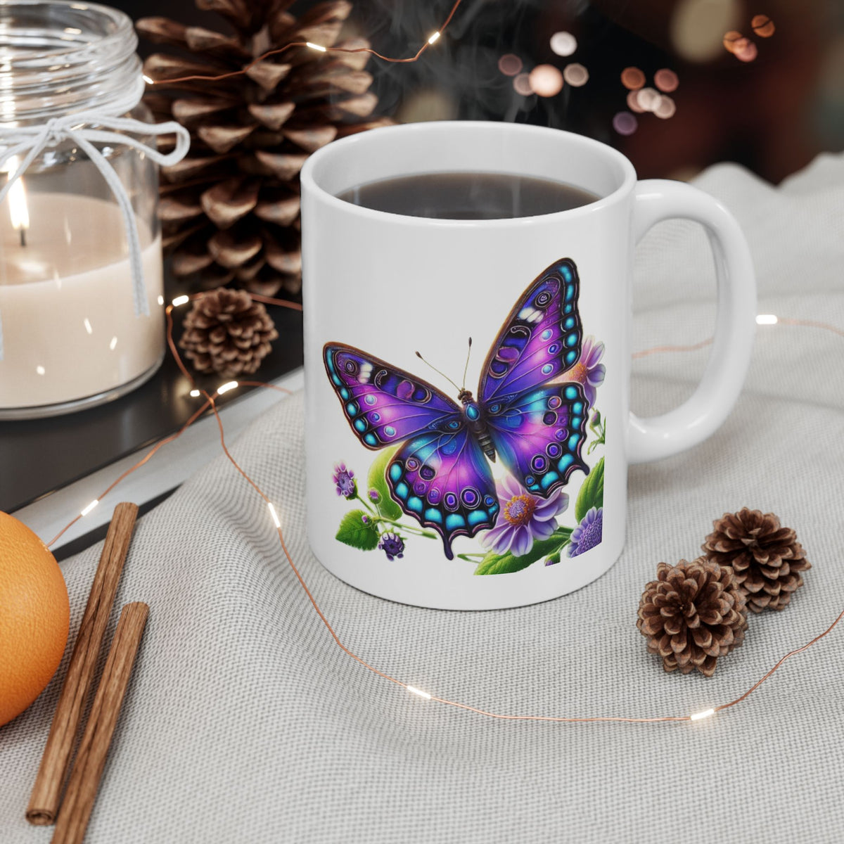 Purple Butterfly-Ceramic Mug-11 & 15 oz.