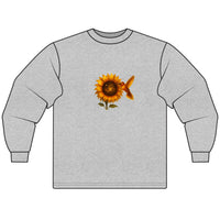 Load image into Gallery viewer, Gold-Cosmic-Sunflower-Hummingbird-Long Sleeve-T-shirt
