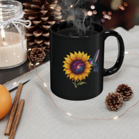 Load image into Gallery viewer, Cosmic-Sunflower-Hummingbird-Purple-Mug
