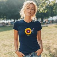 Load image into Gallery viewer, Cosmic-Sunflower-Hummingbird-T-shirt-Purple
