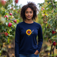 Load image into Gallery viewer, Cosmic-Purple-Hummingbird-Sunflower-Long Sleeve-T-shirt
