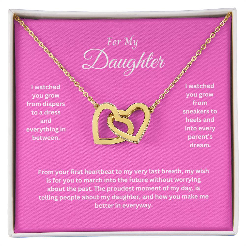 Daughter-Watch You Grow-Interlocking Hearts-Pnk/Wht