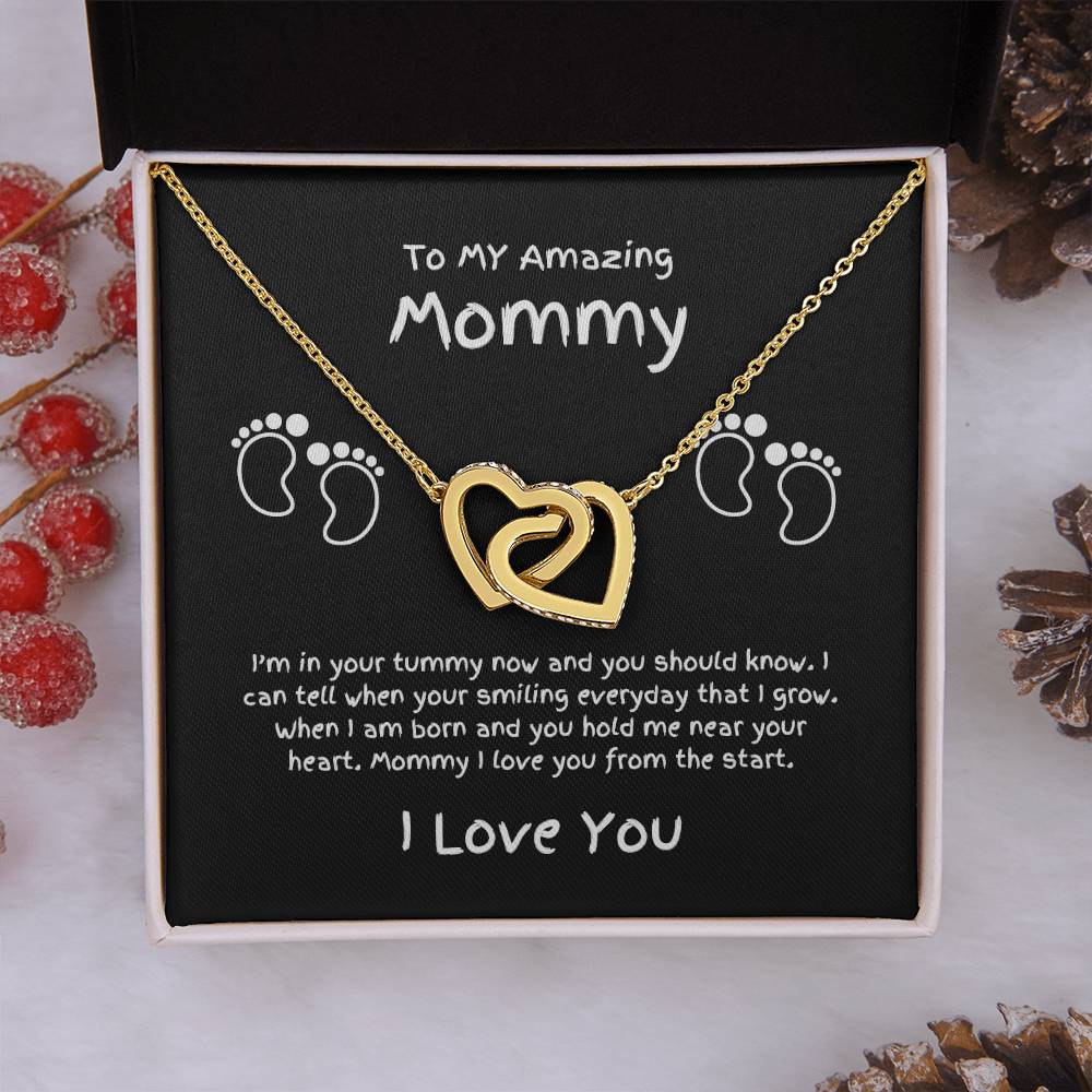 Mommy-In Your Tummy-Interlocking Hearts-Blk