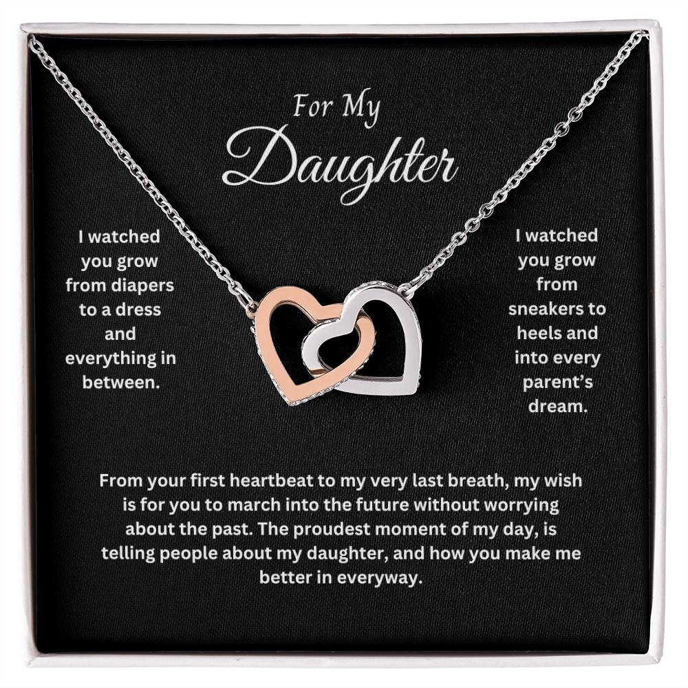 Daughter-Watched You Grow-Interlocking Hearts-Blk/Wht