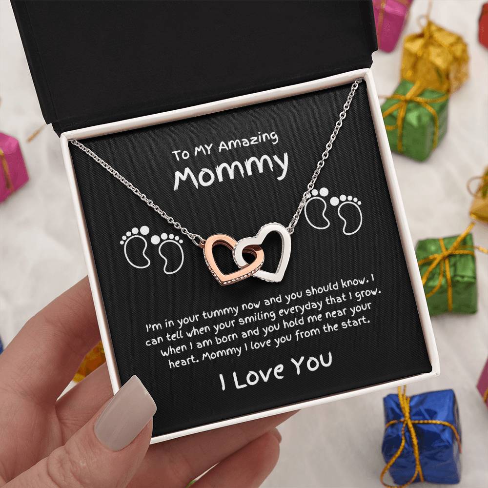 Mommy-In Your Tummy-Interlocking Hearts-Blk