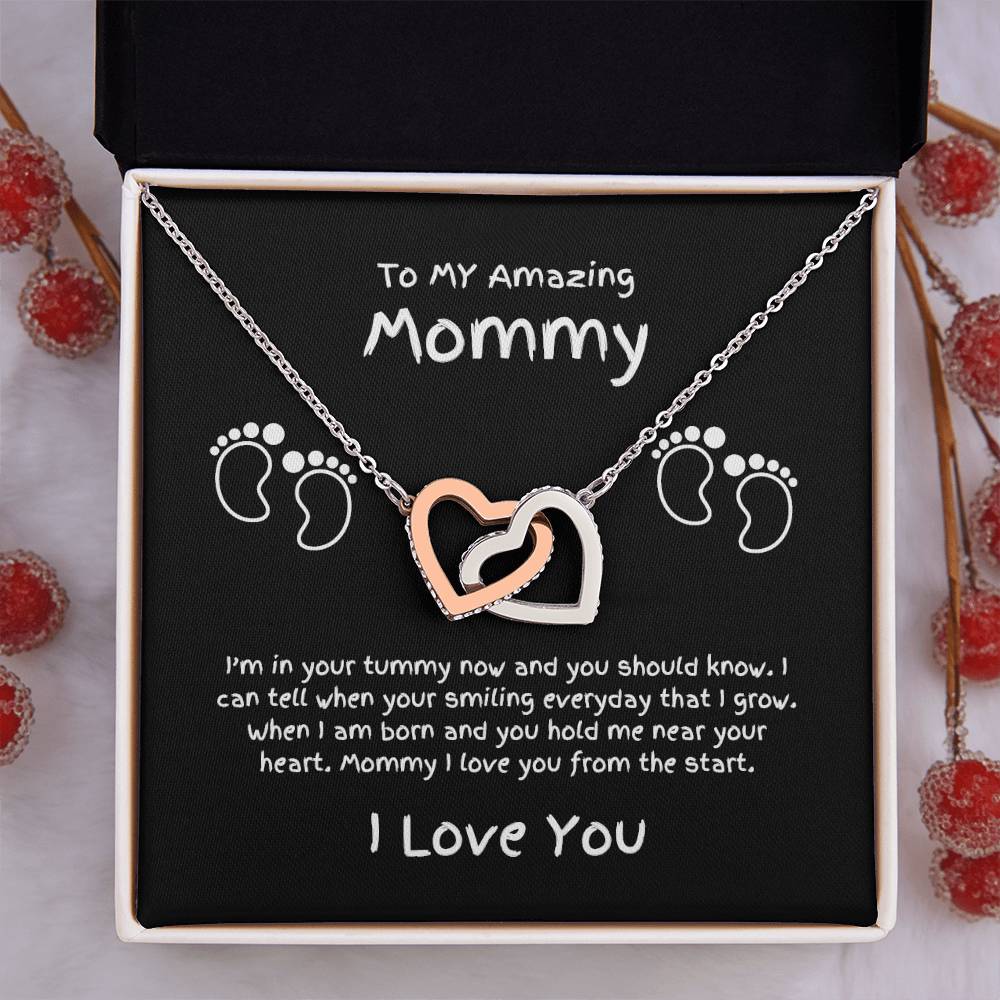 Mommy-In Your Tummy-Interlocking Hearts-Blk