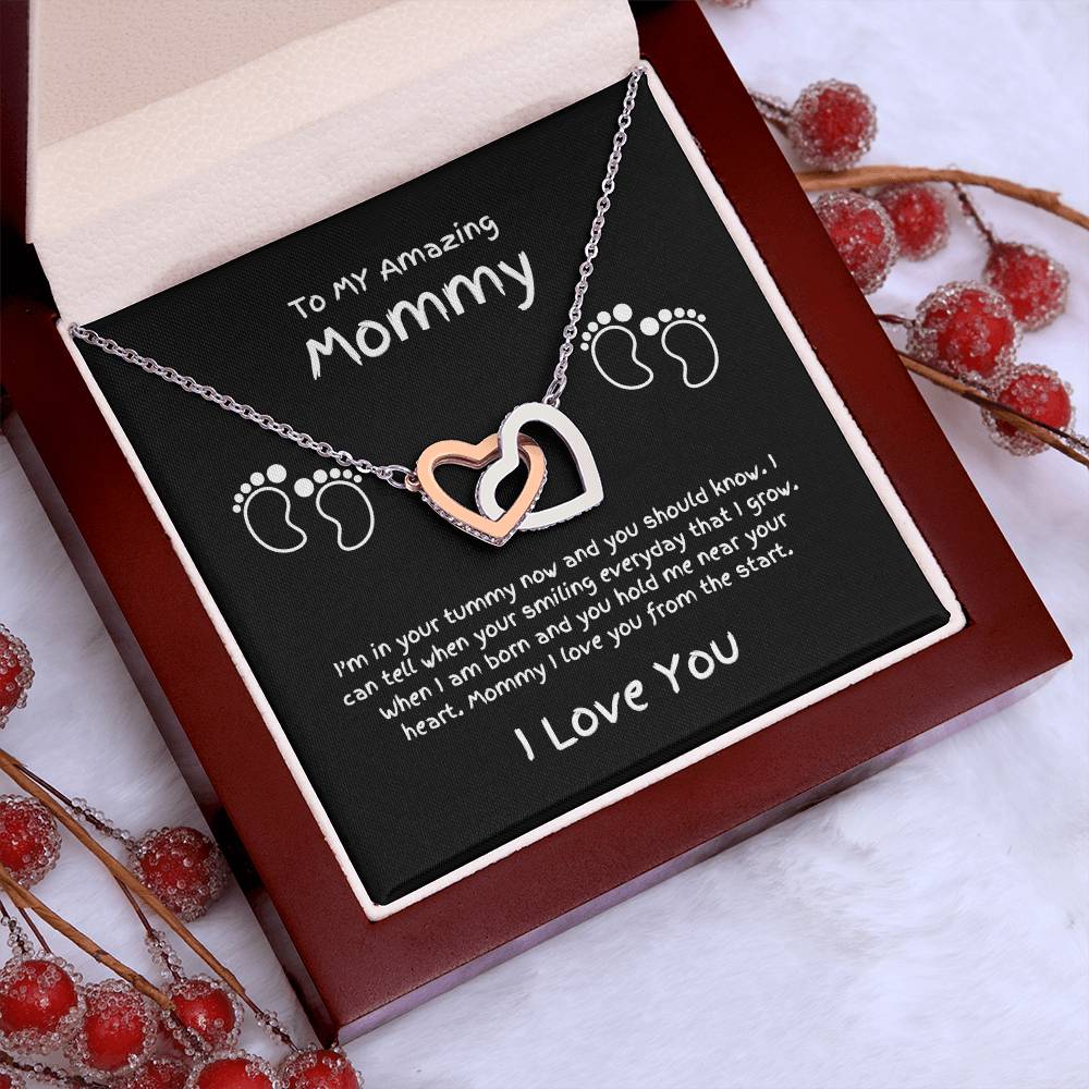 Mommy-In Your Tummy-Interlocking Hearts-Blk