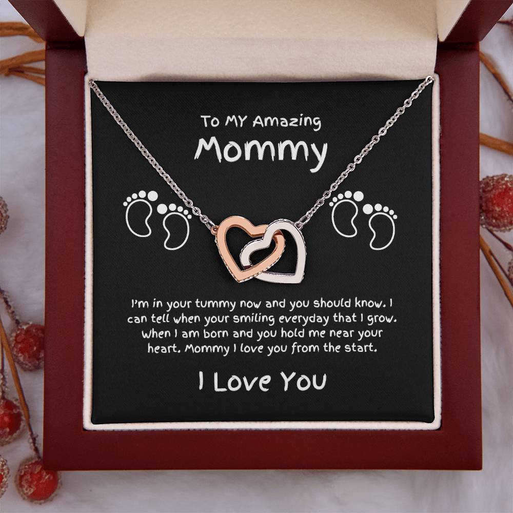 Mommy-In Your Tummy-Interlocking Hearts-Blk