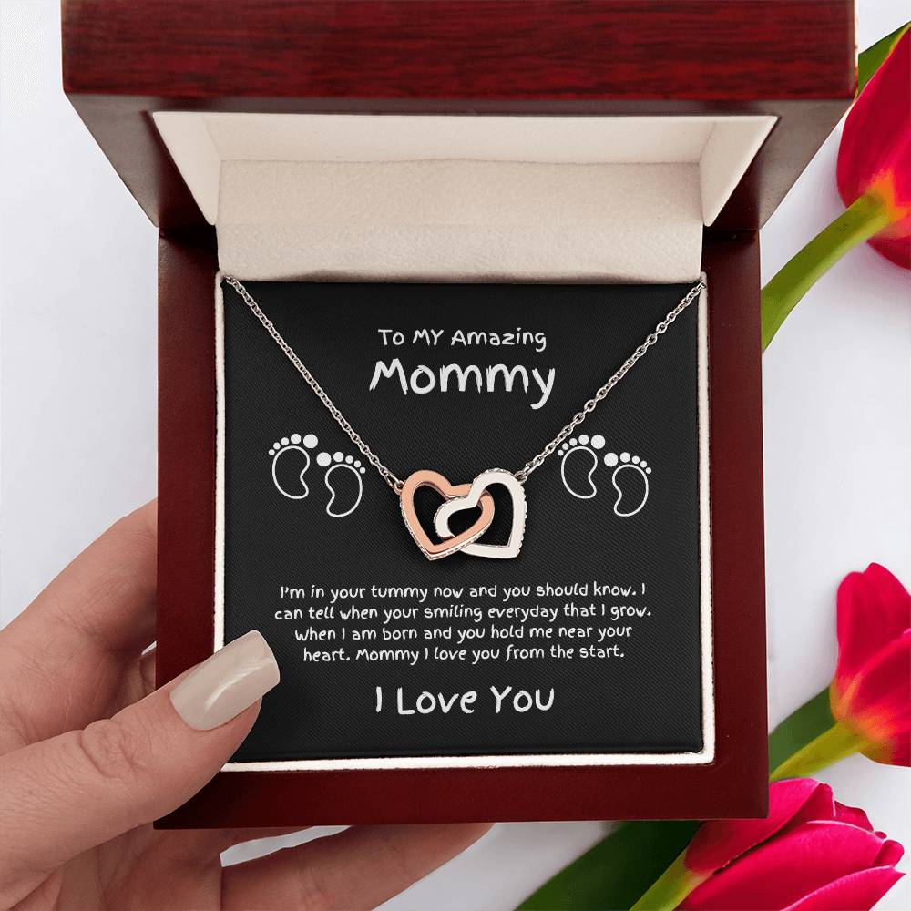 Mommy-In Your Tummy-Interlocking Hearts-Blk