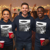 Load image into Gallery viewer, Funny Dog Selfie with UFO Graphic Hoodie