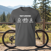 Load image into Gallery viewer, ☀️ Today’s Adventures Tee – Coffee, Bike Rides &amp; Campfire Nights 🚴‍♂️🔥