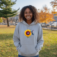 Load image into Gallery viewer, Purple- Cosmic-Hummingbird-Sunflower-Hoodie
